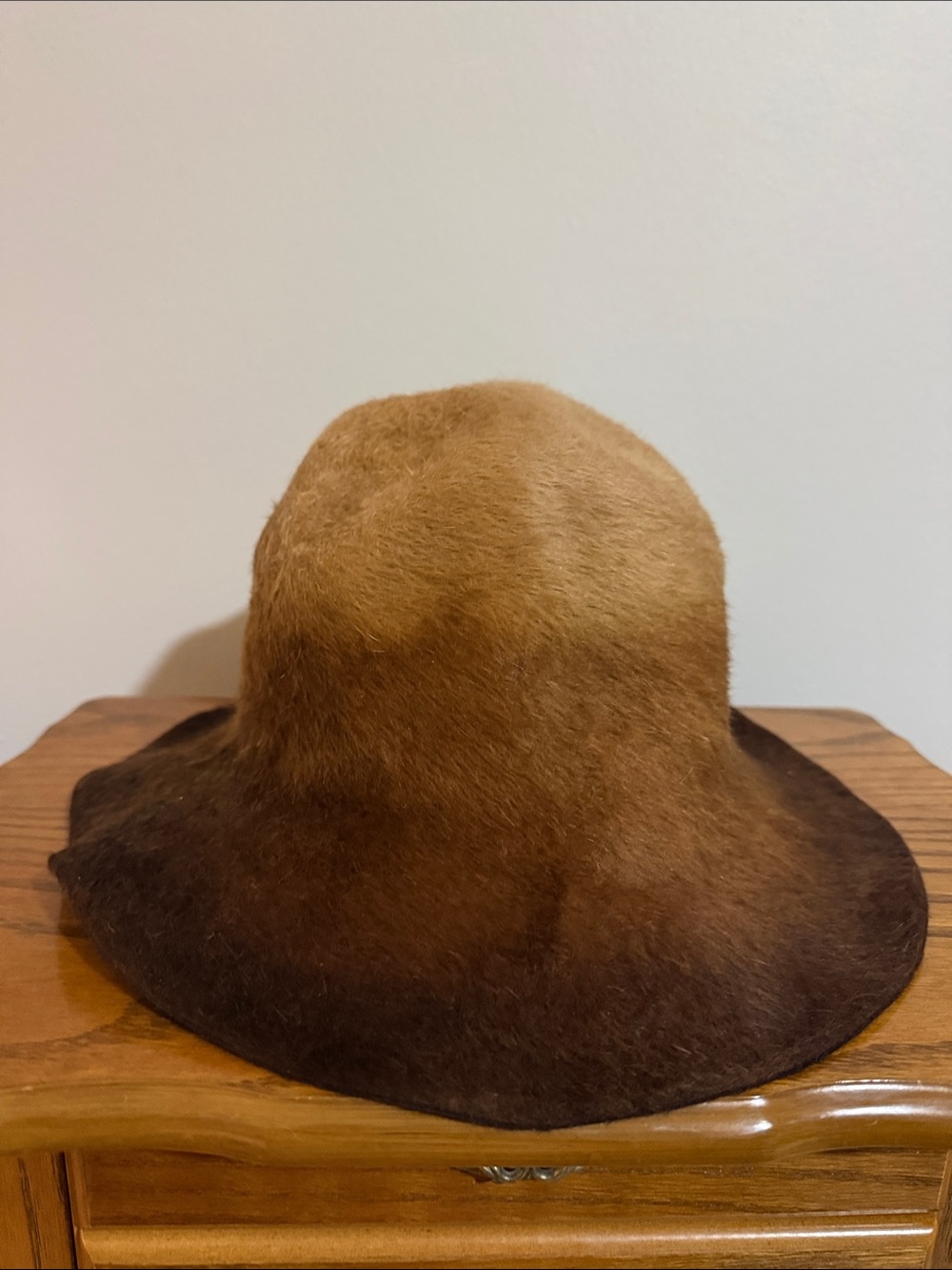 Vintage Faux Fur and Felr Two-Tone Brown Hat